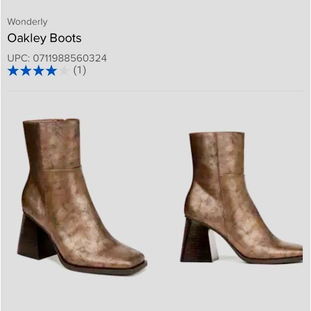 Gorgeous Metallic Bronze Ankle Boots, Size 9 by Wonderly  Worn Once!